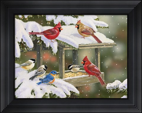 Framed Feasting at the Feeder Print