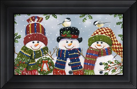 Framed Snowman Trio Print
