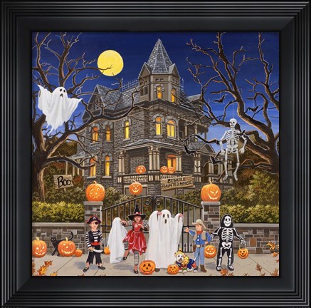 Framed Beware - Haunted House Print