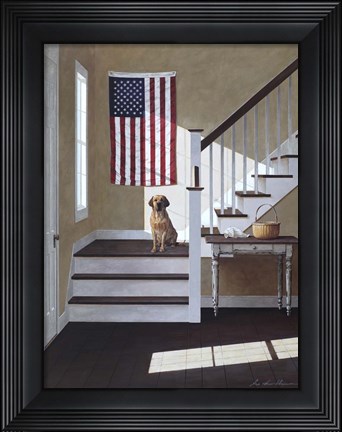 Framed Dog On Stairs Print