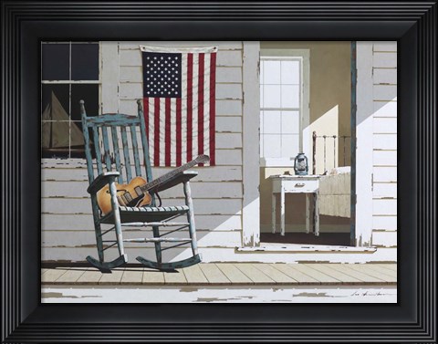 Framed Rocking Chair With Guitar Print