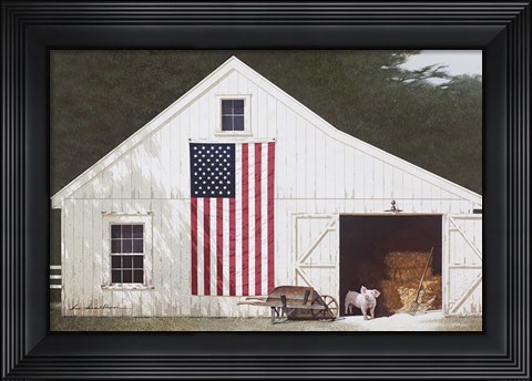 Framed Barn With Piglet Print