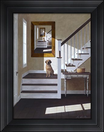 Framed Droste and Dog On Stairs Print