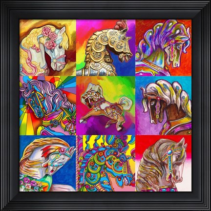 Framed Carousel Ponies Print