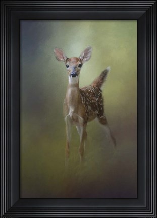 Framed Fawn In The Forest Print