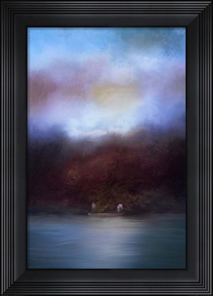 Framed Fishing At Dawn Print