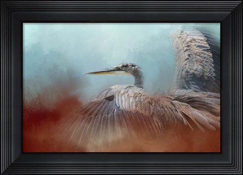 Framed Emerging Heron Print