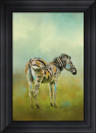 Framed Summer Zebra 1 Print