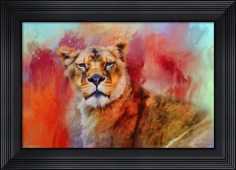 Framed Colorful Expressions Lioness Print