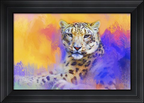 Framed Colorful Expressions Snow Leopard Print