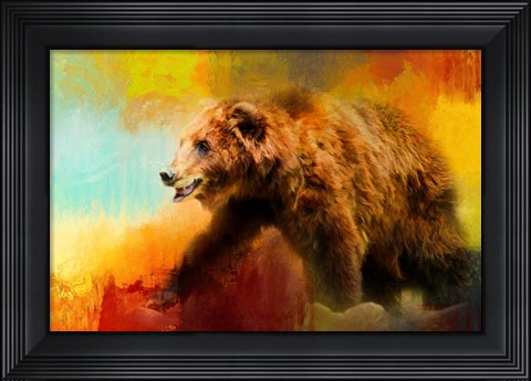 Framed Colorful Expressions Grizzly Bear Print
