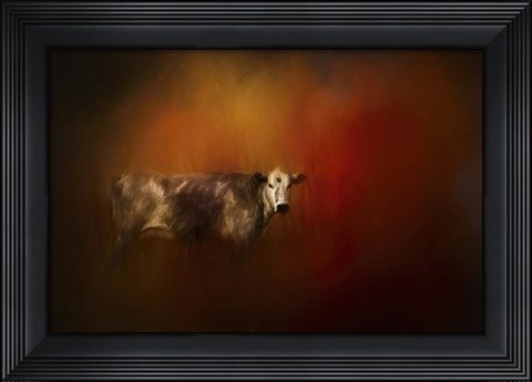Framed Cow In Autumn Print