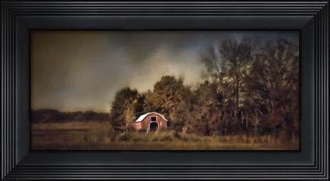 Framed Red Barn Welcomes Autumn Print