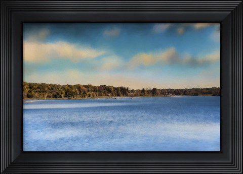 Framed Gibson County Lake In Fall Print