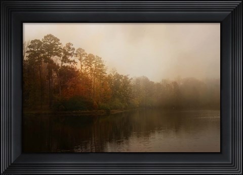 Framed Foggy Morning At Lake LaJoie Print