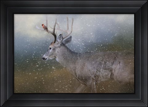 Framed HitchHiker In The Snow Storm Print