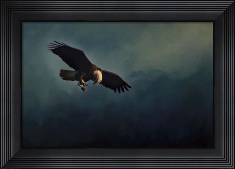 Framed Fishing At Dusk Print