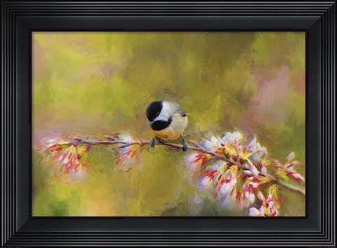 Framed Impressionist Chickadee Print
