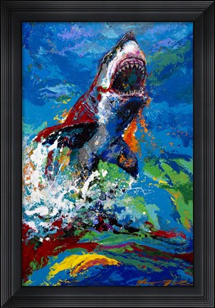 Framed Lawyer Breeching Great White Shark Print