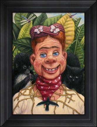 Framed Howdy Frida Doody with Thorns Print