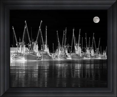 Framed Shrimp Boats Asleep Print