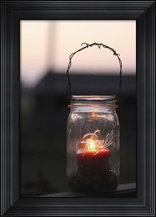 Framed Candle in a Mason Jar Print