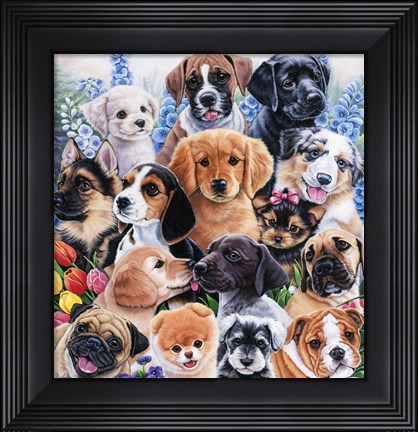 Framed Puppy Collage Print