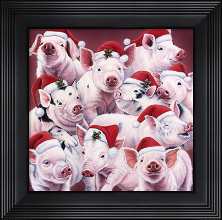 Framed Christmas Piggies Print