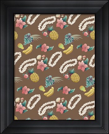 Framed Hawaiian Brown Pattern Print