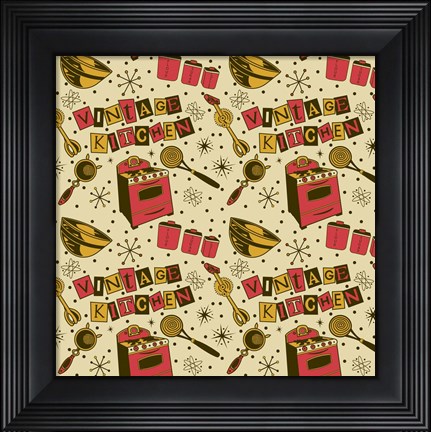 Framed Vintage Kitchen Pattern Print