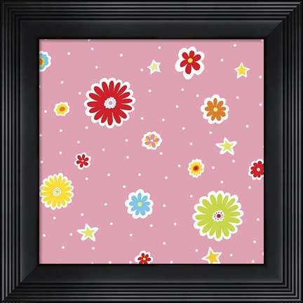 Framed Summer Flowers and Stars II Print