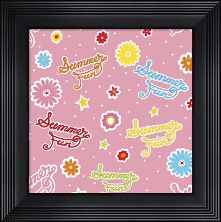 Framed Summer Fun II with Letters Print