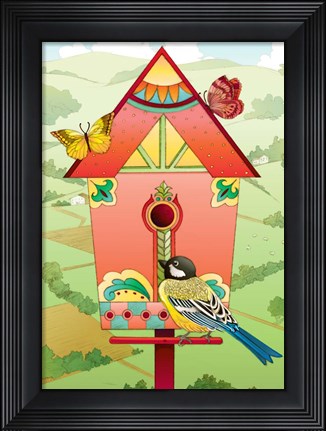 Framed Country Birdhouse Print