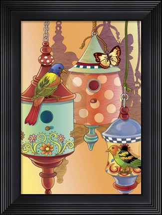 Framed Sunset Birdhouse Print