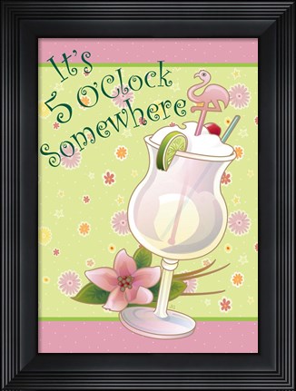 Framed Flamingo Five O&#39;clock Print