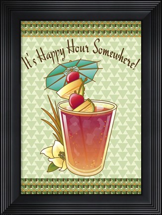 Framed Happy Hour Flag Print
