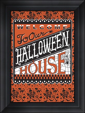 Framed Halloween House Flag Print