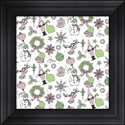 Framed Christmas Half Drop Pattern Print