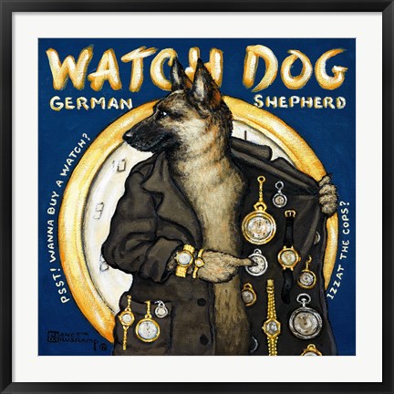 Framed Watch Dog Print