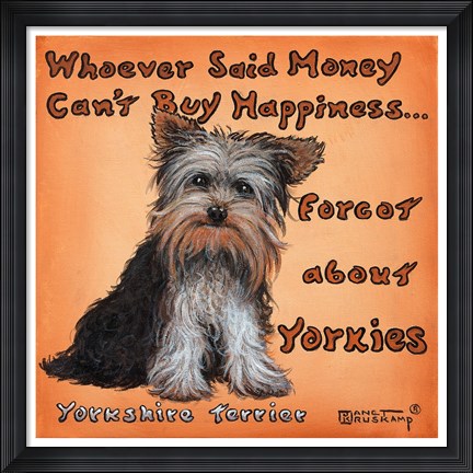 Framed Yorkies = Happiness Print