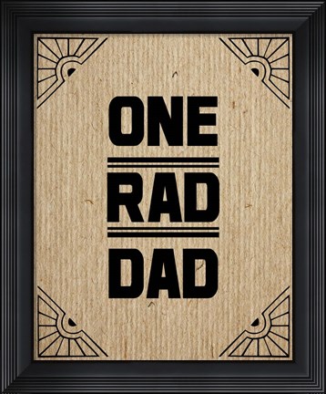 Framed One Rad Dad - Brown Cardboard Print