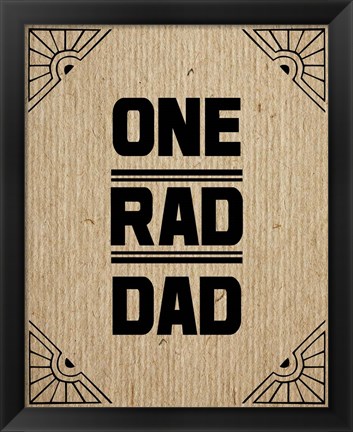 Framed One Rad Dad - Brown Cardboard Print