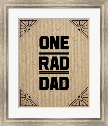 Framed One Rad Dad - Brown Cardboard Print