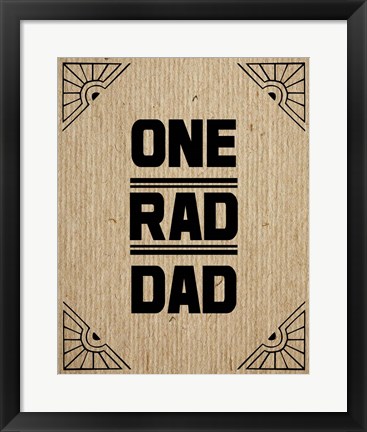 Framed One Rad Dad - Brown Cardboard Print