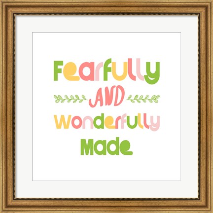 Framed Fearfully and Wonderfully Made - Pink and Green Print