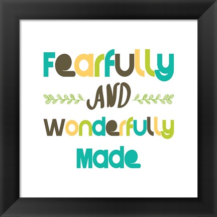 Framed Fearfully and Wonderfully Made - Blue and Brown Print