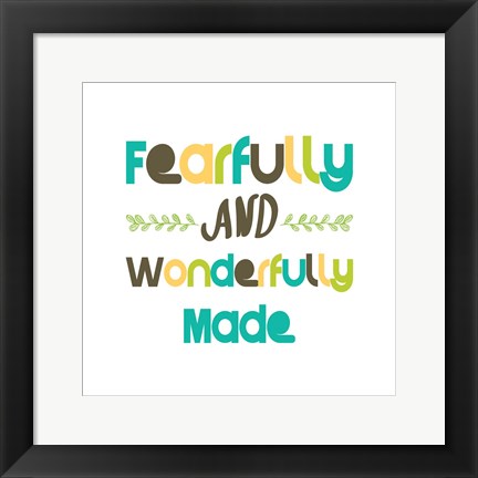 Framed Fearfully and Wonderfully Made - Blue and Brown Print