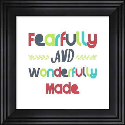 Framed Fearfully and Wonderfully Made - Red and Blue Print
