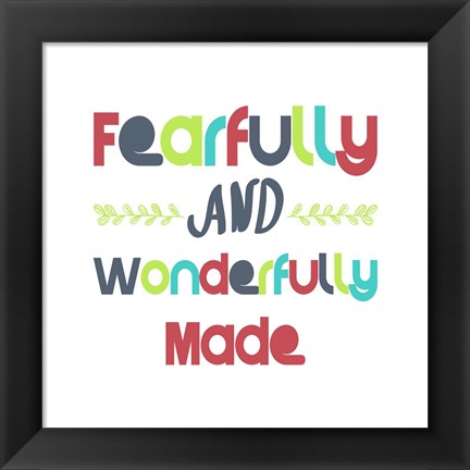 Framed Fearfully and Wonderfully Made - Red and Blue Print