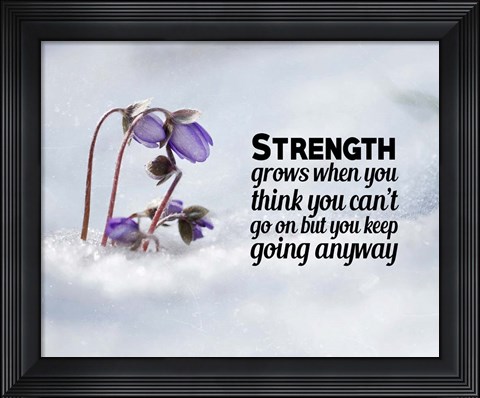 Framed Strength Grows - Flowers in Snow Color Print
